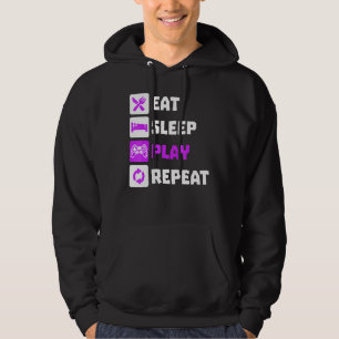 Veste À Capuche Great Eat Sleep Jouer Répéter Vidéogames Jeux Cons