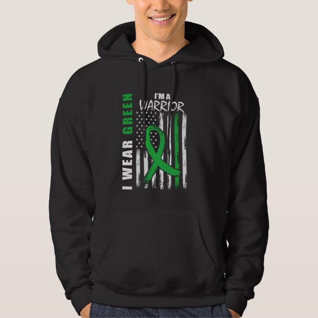 Veste À Capuche Green Ribbon Warrior Kidney Disease Awareness Flag (Devant)