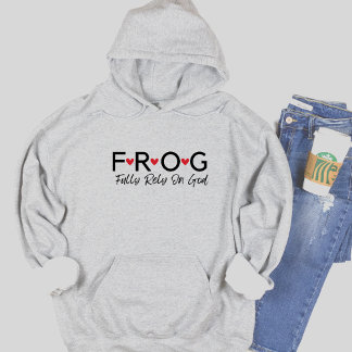 Veste À Capuche Grenouille textuelle Pleine confiance sur Dieu Swe