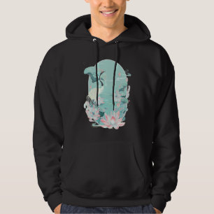Veste À Capuche Grue couronnée rouge Oiseau Nénuphar Lotus Fleur C