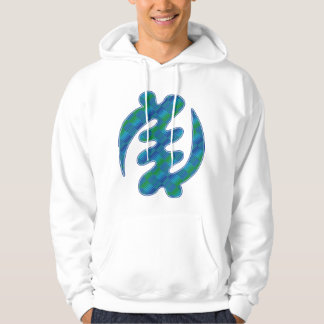 Veste À Capuche Gye Nyame Adinkra Bleu Vert Kente K16