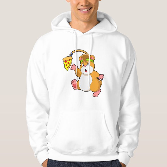 Veste À Capuche Hamster à manger avec pizza (Devant)