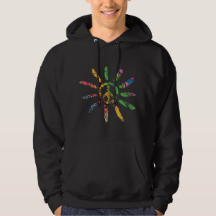 Veste À Capuche Hand Drawn Ethnic Peace Sign Hippie Bohemian 