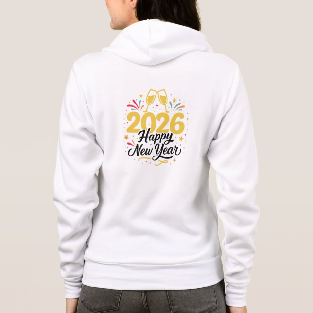 Veste À Capuche Happy New Year 2026 Celebration Zip Hoodie (Dos)