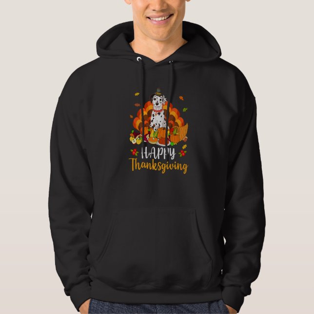 Veste À Capuche Happy Thanksgiving Dalmatian Dog Turkey Pet (Devant)