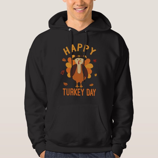 Veste À Capuche Happy Turkey Day Funny Fall Thanksgiving Men Women (Devant)