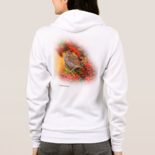 Veste À Capuche Hermite Thrush Songbird sur araignée de feu