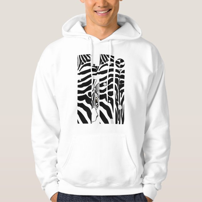 Veste À Capuche "Hi" Zebra Black/White Stripes Abstrait tendance (Devant)
