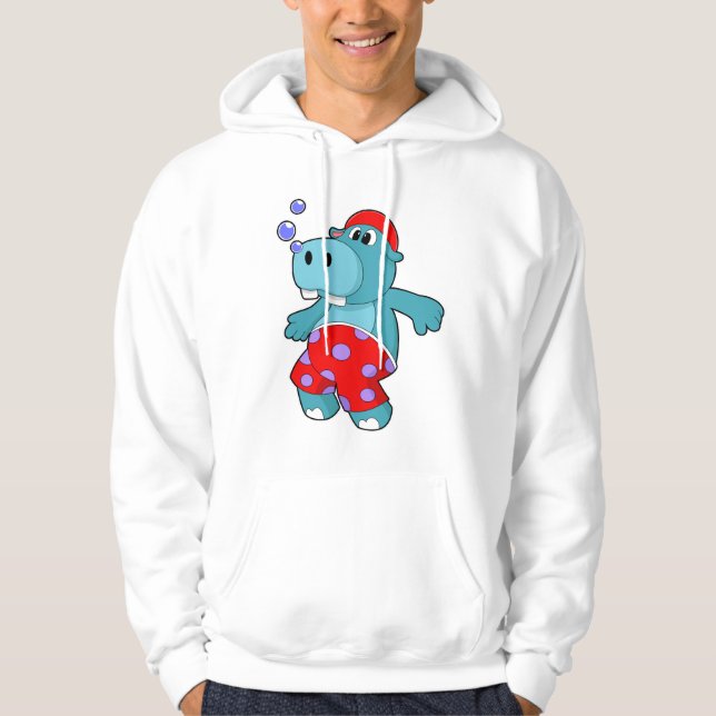 Veste À Capuche Hippo à la natation avec maillots de bain (Devant)