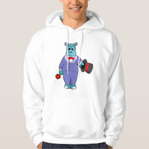 Veste À Capuche Hippopotame en marié avec costume et rose