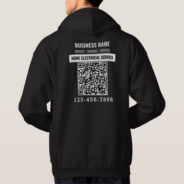 Veste À Capuche Home service électrique code QR Logo travail perso (Dos)