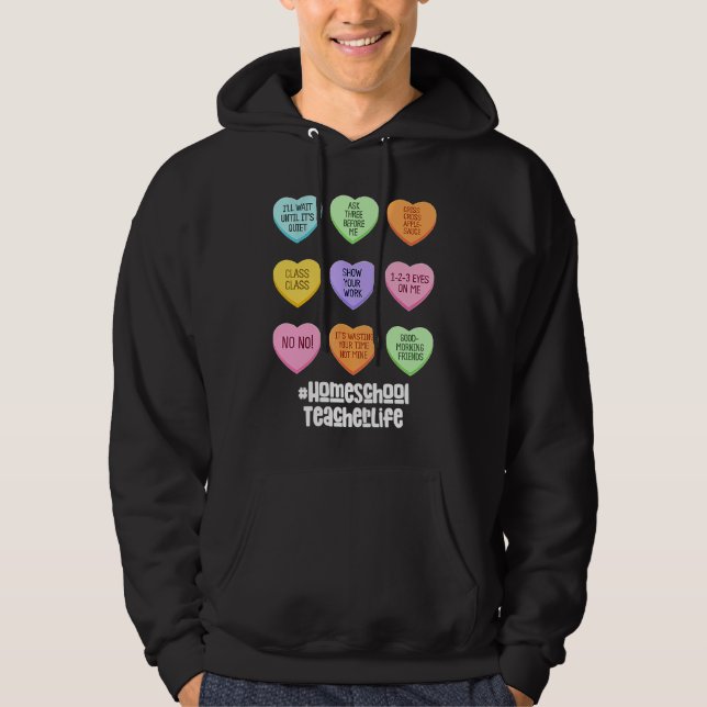 Veste À Capuche Homeschool Teacher Valentines Day Conversation Hea (Devant)