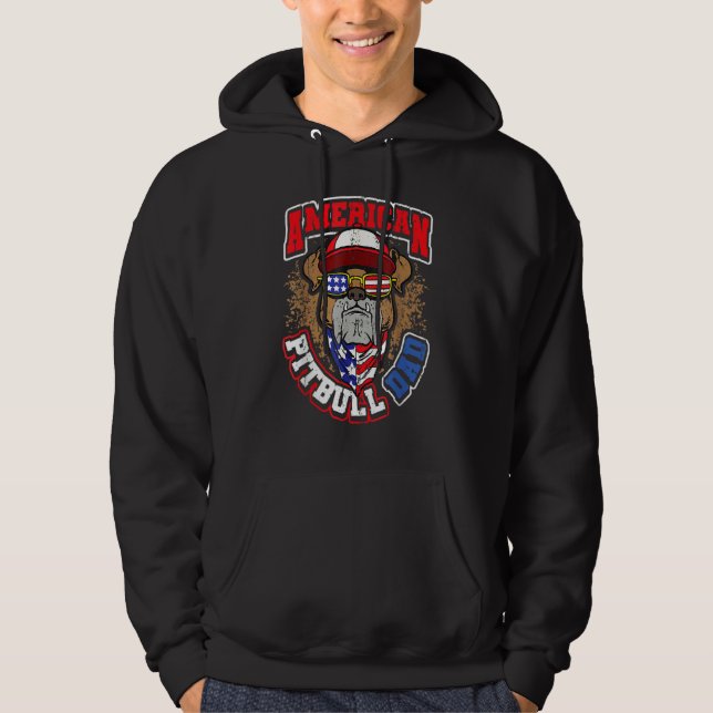 Veste À Capuche Homme American Pitbull Papa 4 juillet (Devant)