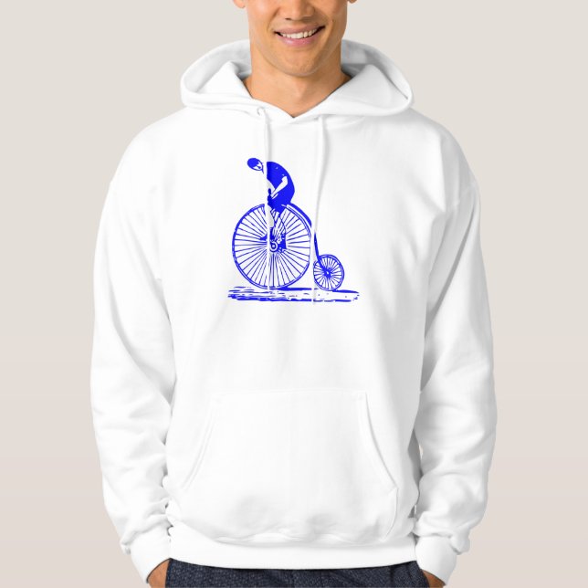 Veste À Capuche Homme sur un penny Farthing - Bleu (Devant)