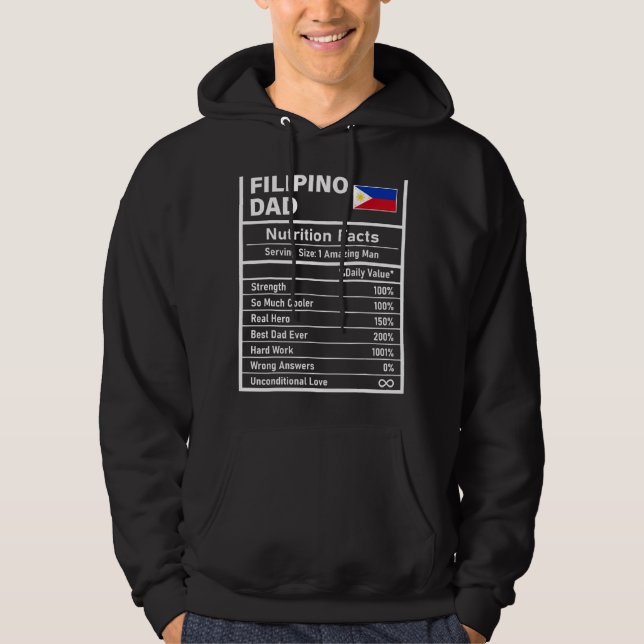 Veste À Capuche Hommes Filipino Papa Nutrition Faits Fête des père (Devant)