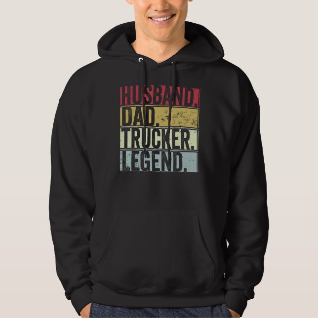 Veste À Capuche Hommes Retro Mari Papa Trucker Légende Pour Père (Devant)