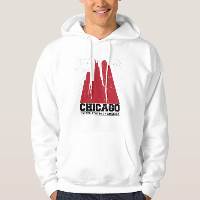 Veste À Capuche Horizon rouge de ville de Chicago, l'Illinois | (Devant)