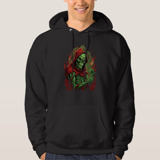 Veste À Capuche Horror Rock Skeleton Creepy Undead Death Occult (Devant)