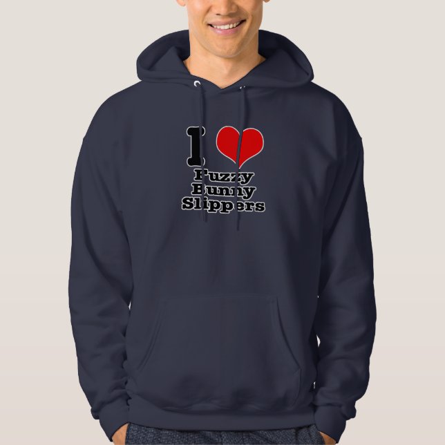 Veste À Capuche I HEART (LOVE) pantoufles de lapin floues (Devant)