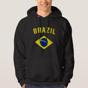 Veste À Capuche I Love Brésil Minimaliste Drapeau Brésilien 1