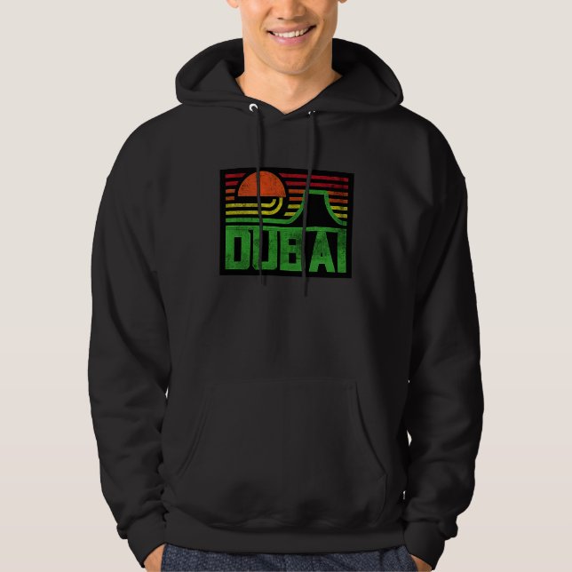 Veste À Capuche I Love Dubai Cool Retro Dubai Sunset Illustration  (Devant)