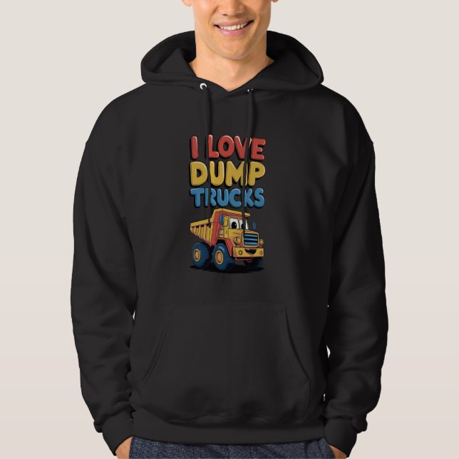Veste À Capuche I Love Dump Trucks Construction Enfants Amusants (Devant)