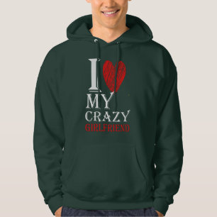 Veste À Capuche I Love My Crazy Boyfriend Purview Avec coeur rouge