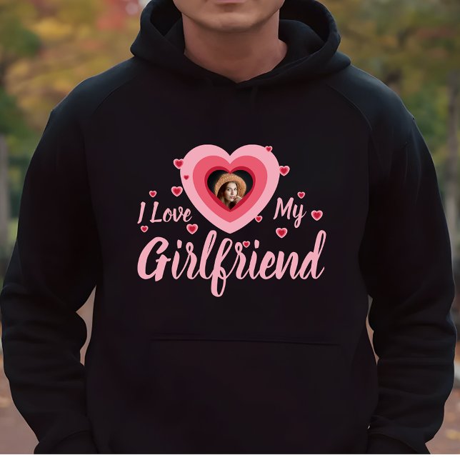 Veste À Capuche I Love My Girlfriend Nom Photo Personnalisé Custom (Créateur téléchargé)