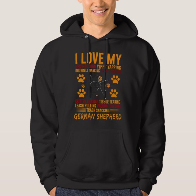 Veste À Capuche I Love My Stalker Black German Shepherd  Dog Owner (Devant)