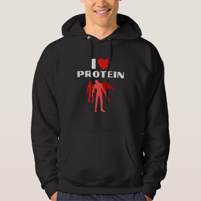 Veste À Capuche I Love Protein  Weightlifting Zombie (Devant)