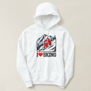 Veste À Capuche I Love Skiing Retro Skier Mountain Graphic