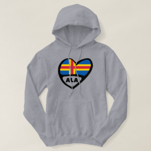 Veste À Capuche Îles Åland Code du pays Coeur du drapeau