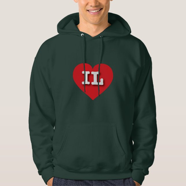 Veste À Capuche Illinois Red Heart - I love IL (Devant)