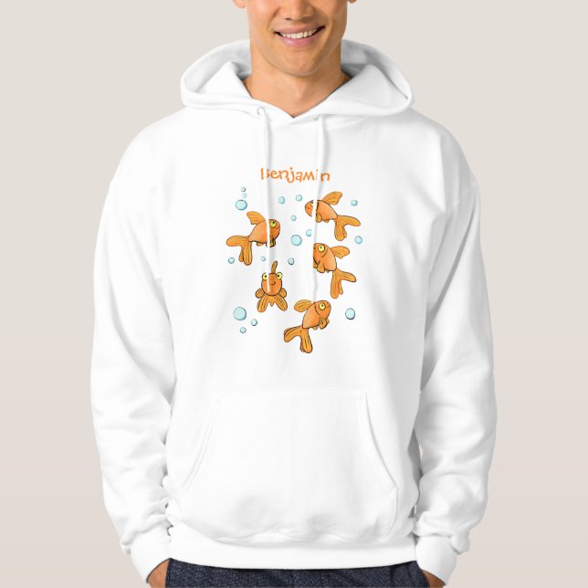 Veste À Capuche Illustration de caricature de poisson rouge orange (Devant)