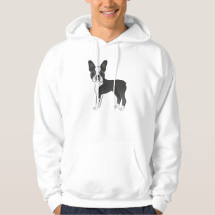 Veste À Capuche Illustration de chien Boston Terrier noir et blanc