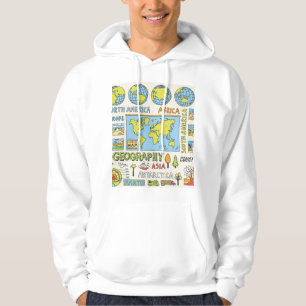 Veste À Capuche Illustration de la géographie Vintage dessinée à l