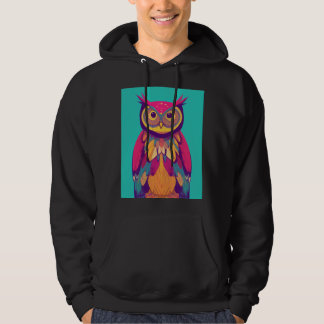 Veste À Capuche Illustration de portrait de hibou coloré - Oiseau