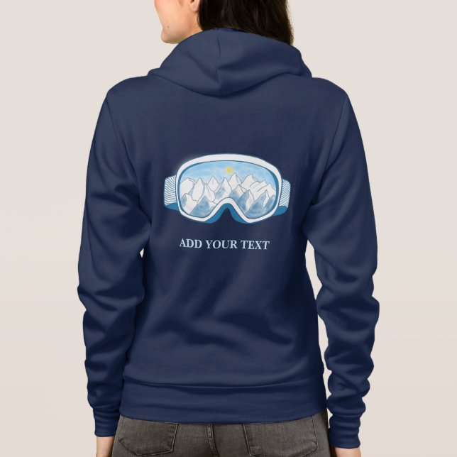 Veste À Capuche Illustration des lunettes de ski marine personnali (Dos)
