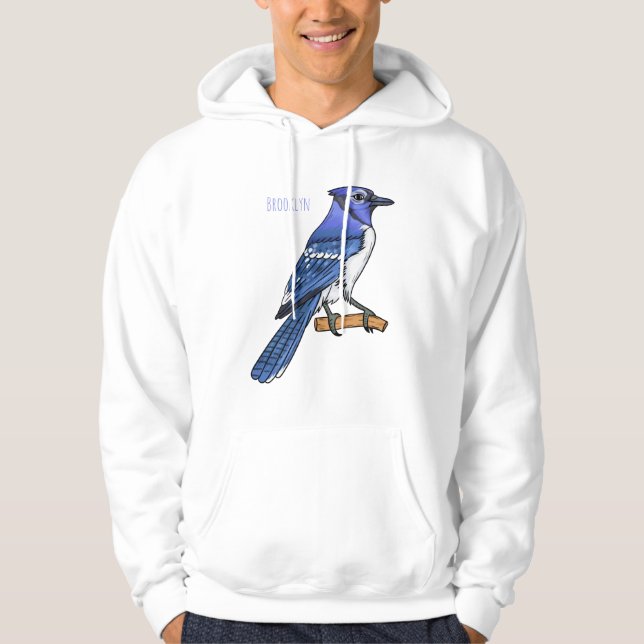 Veste À Capuche Illustration d'oiseau de jay bleu (Devant)