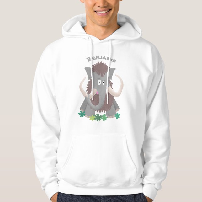 Veste À Capuche Illustration drôle de mammouth laineux (Devant)