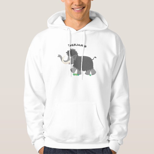 Veste À Capuche Illustration d'un mammouth laineux mou (Devant)