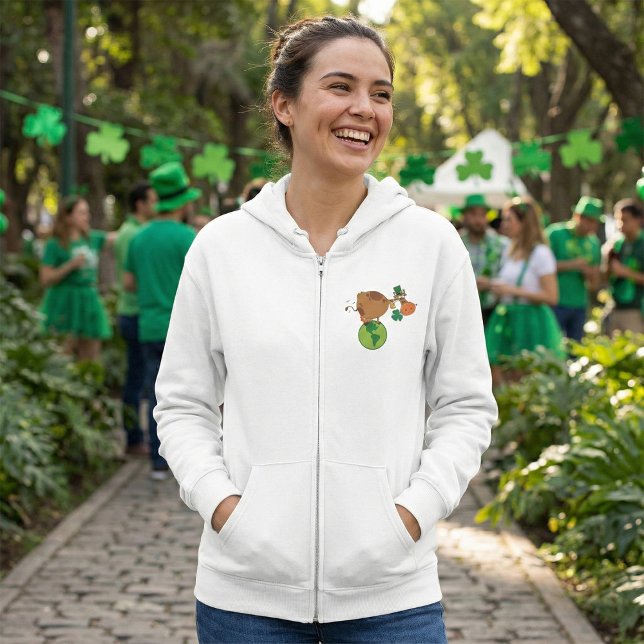 Veste À Capuche Irish Leprechaun Cow Standing on Planet Earth (Créateur téléchargé)