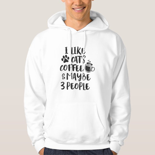 Veste À Capuche J'AIME CATS CAFÉ PEUT-ÊTRE 3 PERSONNES Funny Sarca (Devant)