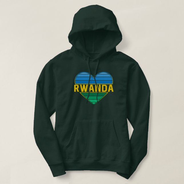 Veste À Capuche J'aime le Rwanda, le coeur rwandais rwandais (Design devant)