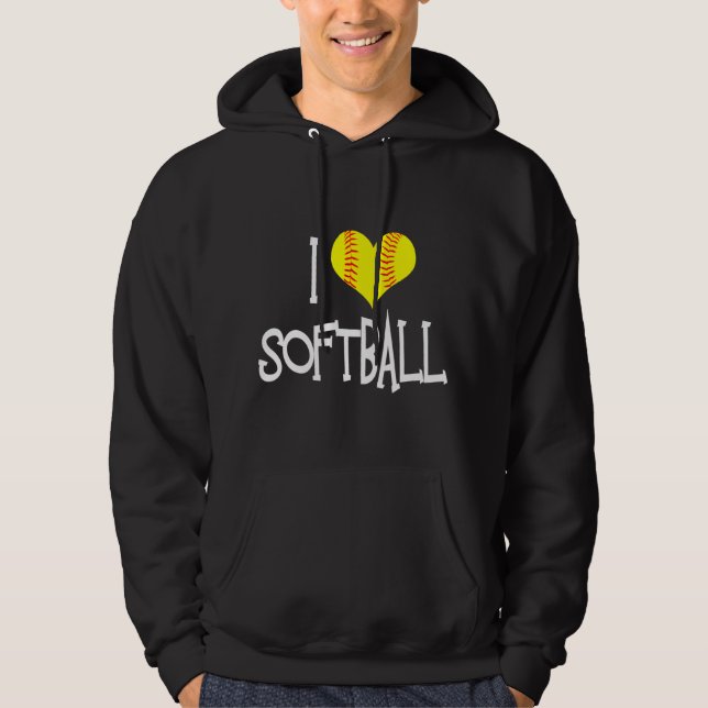 Veste À Capuche J'Aime Le Softball (Devant)