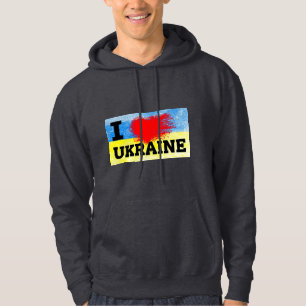 Veste À Capuche J'aime le sweatshirt du drapeau du cœur de l'Ukrai