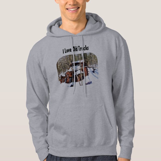 Veste À Capuche J'aime le vieux sweatshirt de camions (Devant)
