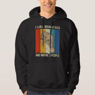 Veste À Capuche J'Aime Les Manatees Et Peut-Être 3 Personnes Rétro