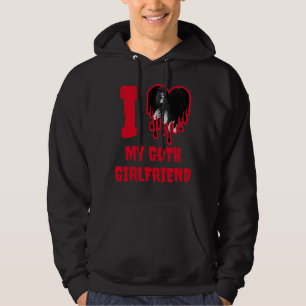 Veste À Capuche J'aime Ma Petite Amie Gothique Photo de Coeur Roug
