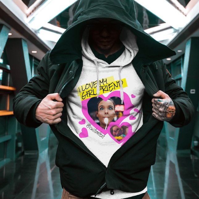 Veste À Capuche J'aime mon Girfriend photo texte personnalisé y2k (Créateur téléchargé)